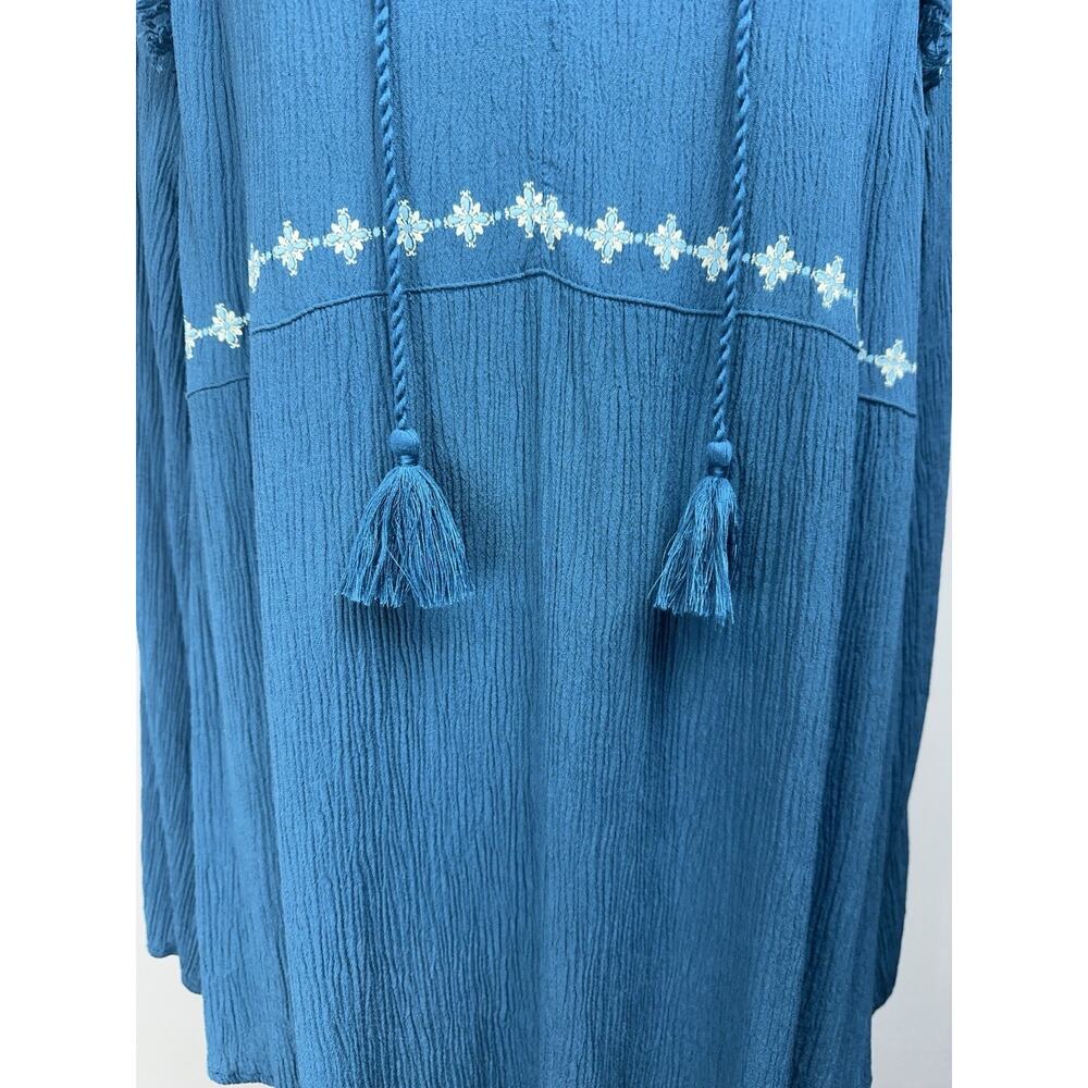 Style & Co. Women’s Top Size XL Blue Floral Embroidered Long Sleeve Boho Flowy - Picture 2 of 16